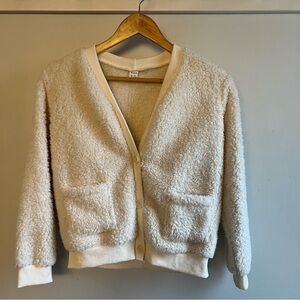 SHEIN Cream Fuzzy Kids Cardigan